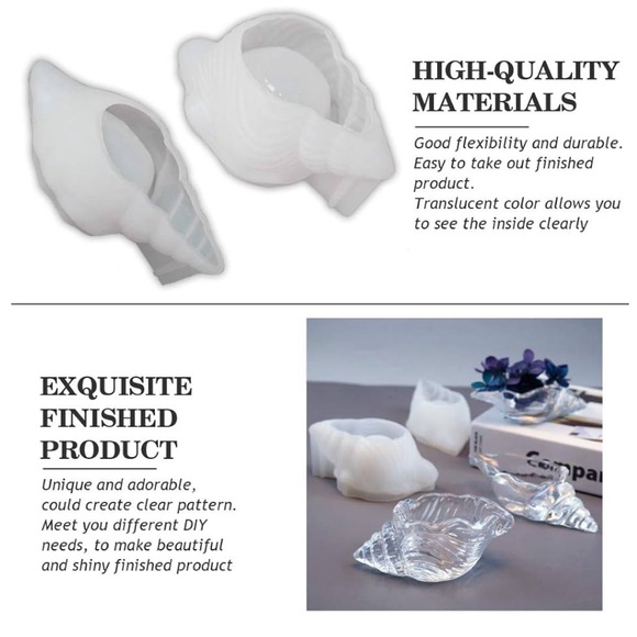 (2) Creative Unique Conch Shell Silicone Molds Bundle +MICA & MORE Shells Sand - Picture 9 of 16